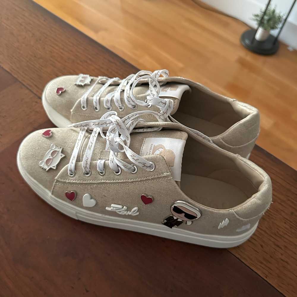 Karl Lagerfeld Tan Canvas Sneakers